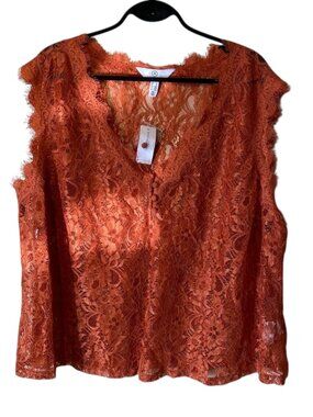 NEW Addition Elle Lace Blouse Orange | Size 4X